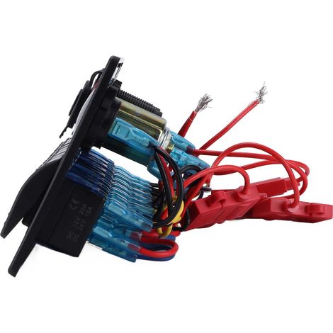 Panneau 8 interrupteurs à bascule noir avec rétroéclairage LED pour bateau, modification DC12-24V, boîtier de commandes marine, kit de commutation étanche. (1/5)