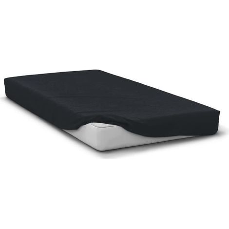 Fitted sheet - HOME LINGE PASSION - HP72108 - 82 g microfiber - 90 x 190 cm - 30 cm deep pocket - Black (1/4)