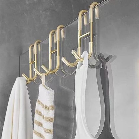 Set mit 3 Duschtürhaken für rahmenlose Glastüren im Badezimmer, Handtuchhaken, Abzieherhaken, goldfarben (1/5)