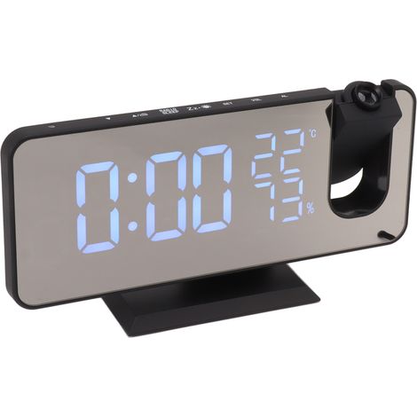 Radio FM, radio-réveil numérique intelligent à LED, affichage LED, pour la chambre ou la table de chevet, boîtier noir, chiffres noirs (1/5)