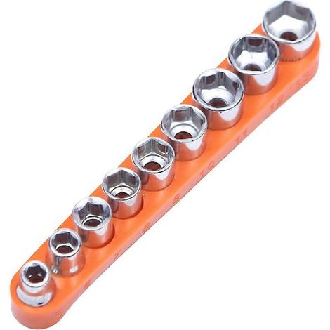 Ensemble de 9 clés à douille métriques Allen de 5 à 13 mm (1/4 pouce) avec adaptateur pour casque et douille longue, outil de réparation automobile et manuel pour le démontage d'écrous (1/5)