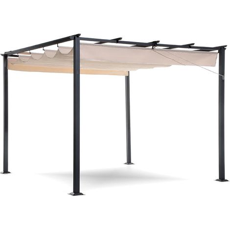 Pergola Gazebo da Giardino 3x3m Telo in Poliuretano con Apertura e Chiusura Scorrevole Taddei Suq (1/2)