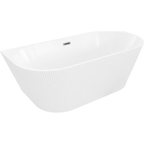 Mexen Oris freistehende, an der Wand befestigte, gerillte Badewanne 170 x 80 cm, weiß, gun gray gebürstet - 52871708000-66 (1/5)