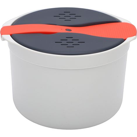 Cuiseur à pâtes micro-ondes avec passoire, batterie de cuisine 2L pour riz et légumes. (1/5)
