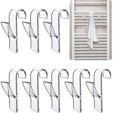 8 Stück (transparente) Handtuchhalter-Haken, Handtuchtrockner-Haken, Badezimmer-Handtuchhaken, Badezimmer-Heizkörperhaken, Handtuchaufhänger, Badezimmer-Büroschrank (1/5)