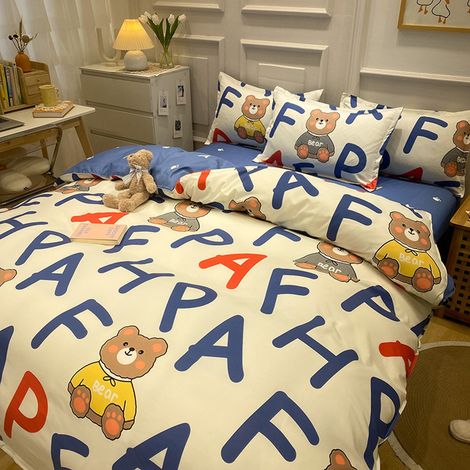 Ensemble de literie écologique, couleurs vives et lumineuses, fibres de polyester haute densité, pour lit de 1,8 m, chambre étudiante, maison, hôtel, 4 pièces (1/5)