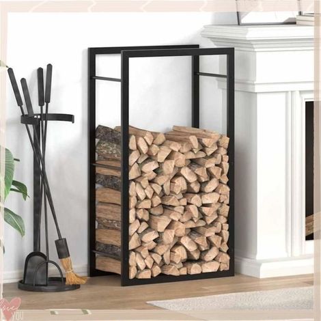 350305 Portant de bois de chauffage Noir mat 50x28x94 cm Acier (1/5)
