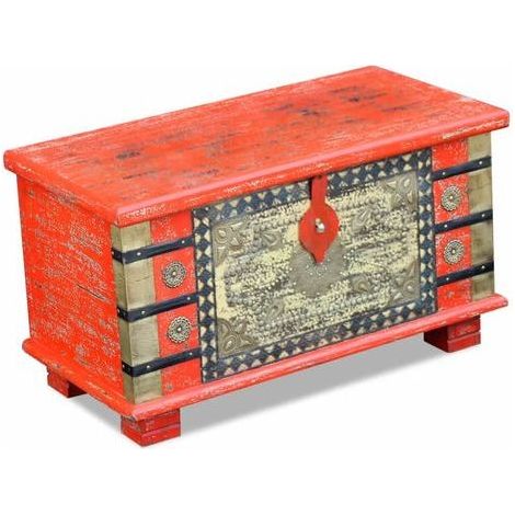 Coffre de rangement oriental manguier massif rouge Pinkie (1/2)