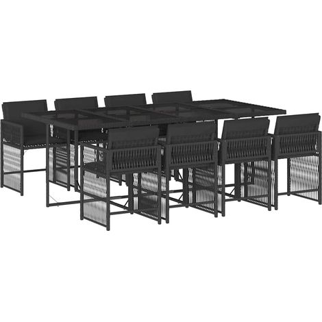 Maison Exclusive - Set da Pranzo da Giardino 9 pz con Cuscini Nero in Polyrattan