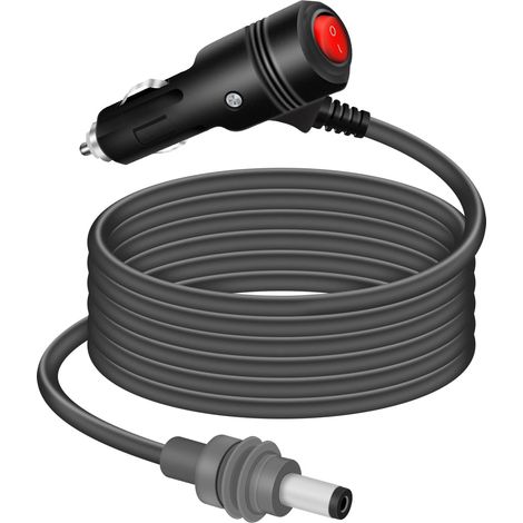 Câble d'alimentation DC 18AWG 12-24V Mini avec Interrupteur Marche/Arrêt, Allume-Cigare vers fiche DC 5,5x2,1mm pour Voiture, Camion, Camping-Car, Usage Marin. (3M/10FT) (1/5)