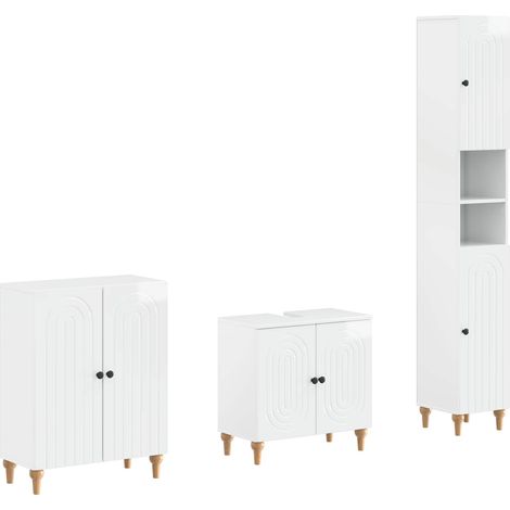 3 Piece Bathroom Cabinet Set ALKMAAR High Gloss White vidaXL (1/5)