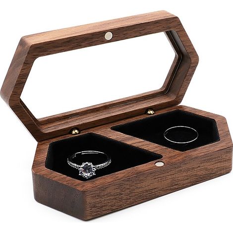 Portagioielli in legno, portagioielli di grande capacità, scatola portaoggetti da viaggio, orecchini, anelli, regali per donne, porta perline (nero) (1/5)