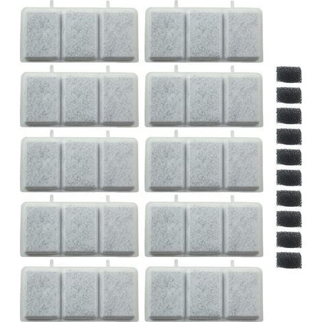 10 unidades de filtros para fuente de agua para gatos, filtros de repuesto para fuente de agua, con sistema de triple filtración con resina y carbón activado (1/5)