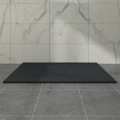 Aquariss SMC Slate Effect Shower Enclosure Tray 1600x1000mm Rectangular Wetroom Shower Base Black