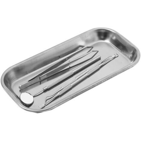 Pair Assiette carrée en acier inoxydable 201, plateau dentaire, ustensiles spéciaux dentaires, plateau médical en acier inoxydable, outils de laboratoire dentaire, rangement de salle de bain 22,5 x 11 (1/4)