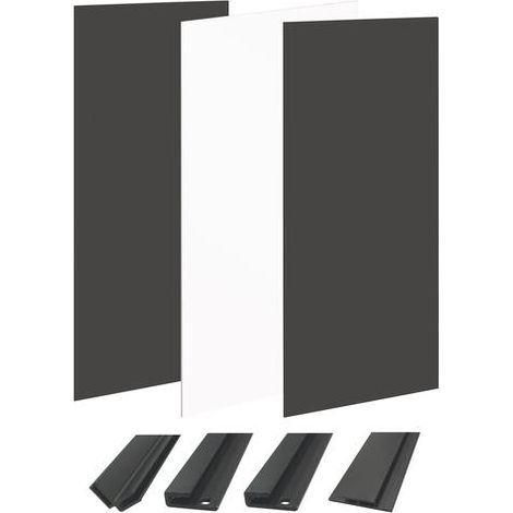 ONDEE - Kit instalación paneles murales esquina WALLDECO 200cm blanco/negro perfil negro