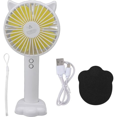 Ventilateur de Poche Rechargeable USB - 3 Vitesses Réglables - Léger et Portable pour Voyages - Blanc (1/5)