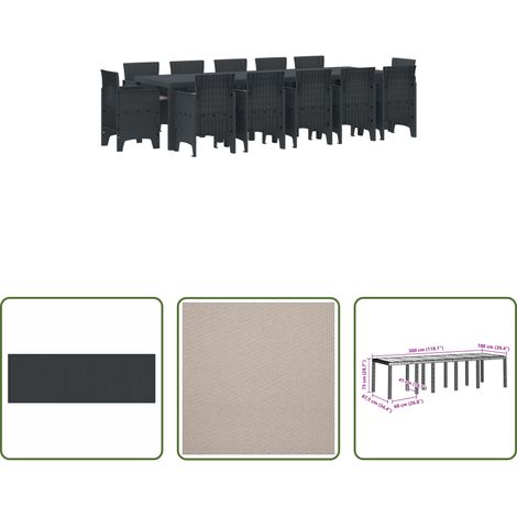Terrassensitz - Garten Essgruppe 13 pcs Anthrazit Kunststoff-Rattan (1/5)