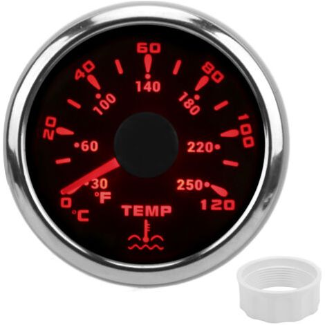 GAUGE DE TEMPérature DE l'eau, TEMP GAUGE AUTOMOTIVE PVC ABS 316 GAUGE DE TEMPÉRATURE D'ACIER INOXEUX POUR LA VOITURE AVEC CAP POUR les Bateaux RVS (BLACK). (1/5)