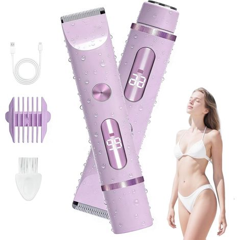 Women's Electric Razor 2 in 1 Purple  IPX7 Waterproof Shaver, Trimmer Female Intimate All-in-One (Face, Legs, Armpits (1/5)