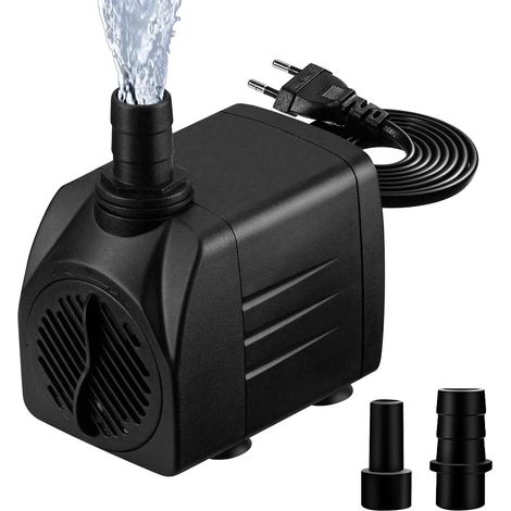 Pompe a Eau 10W 600L/H 220V Mini Pompe Aquarium, Pompe Bassin Ajustable avec 2 Buses et Cordon, Pompe à Eau Submersible pour Fontaines Étang Jardins (1/5)