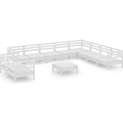Maison Exclusive - Set Salotto da Giardino 11 pz in Legno Massello di Pino Bianco (1/5)