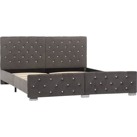 Maison Exclusive - Bettgestell Grau Samt 160x200 cm (1/5)