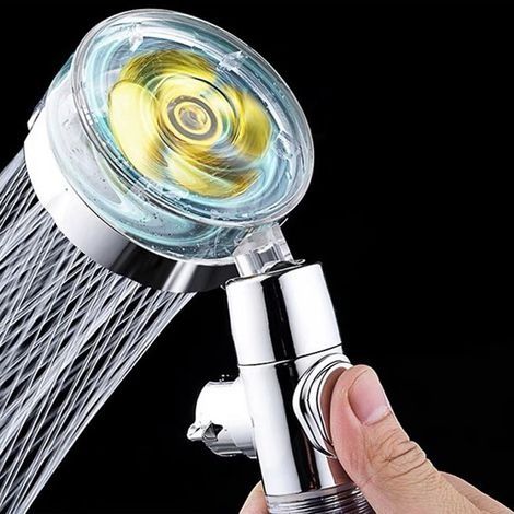 Warmwassersparender Duschkopf mit 360°-Drehfunktion, kleinem Ventilator und ABS-Regendüse (1/4)