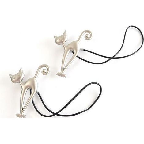 Pack of magnetic curtain tiebacks, magnetic curtain holder, curtain buckle, lovely cat pattern, curtain clips, curtain accessories for home, living room, bedroom, office, (1/4)
