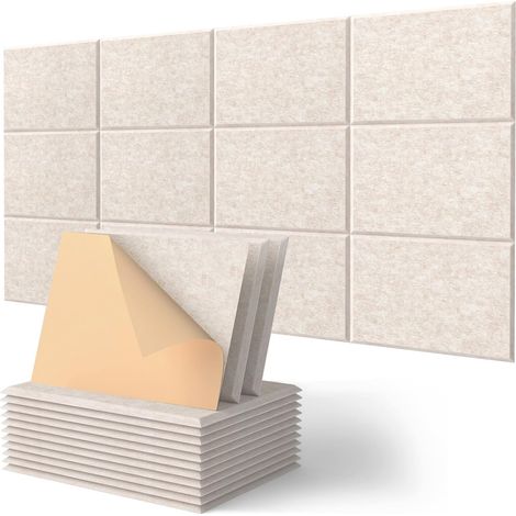 12 Panneaux Acoustiques Auto-Adhésif, Haute Densité 230kg/m³, Mousse Polyesters Pour Studio Et Décoration Murale (1/5)