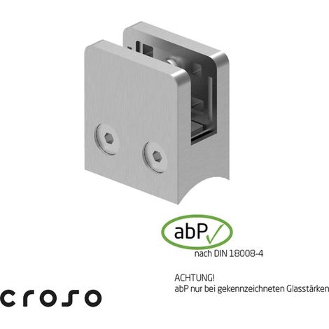 Pince à verre carré L45MM AISI304 BR pour tube rond - Largeur : 45 mm - Hauteur : 45 mm - CROSO