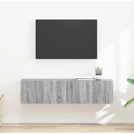 Mueble de TV Montado en la Pared 2 pcs Gris