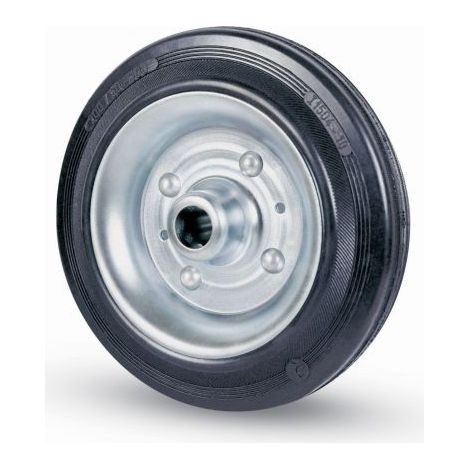 1PZ RUOTE INDUSTRIALI SEMPLICI FLANGIA ACCIAIO GOMMA "112"  mm150x40 foro (1/5)