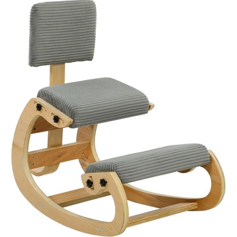 Silla ergonómica de rodillas 98x54x86 cm poliéster gris oscuro para oficina – MEUBLIV (1/5)
