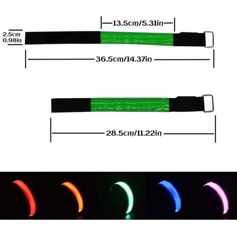 2x Bracelets LED USB Rechargeables, Bande Réfléchissante Ajustable Lumineuse Sécurité pour Course à Pied Jogging Vélo Sport Extérieur (1/5)