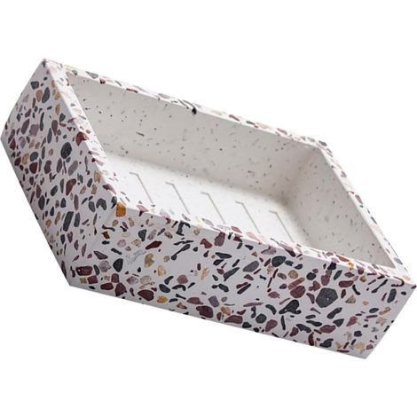 Boîte à savon artisanale en résine avec motif imitation terrazzo, porte-savon égouttoir pour plateau de salle de bain (1/5)