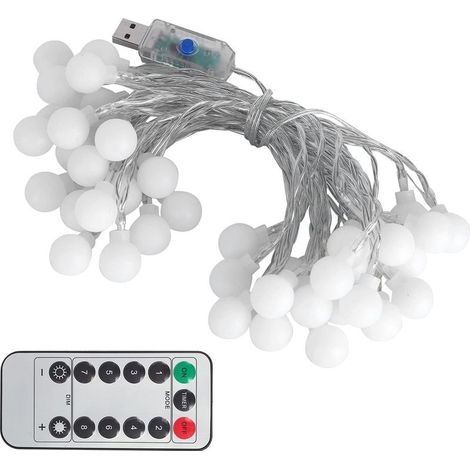 Guirlande lumineuse à boules – 8 modes – PVC étanche – extérieur / Noël / fête / maison – polyvalente (1/5)