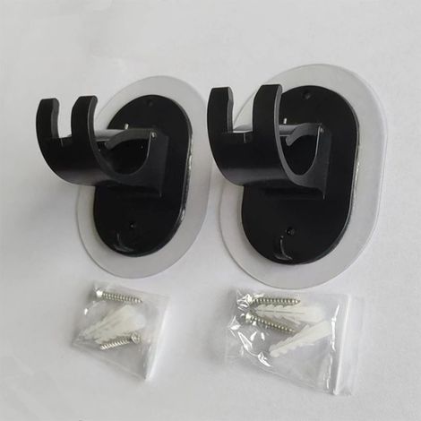 Support de tringle à rideaux sans perçage, auto-adhésif, crochets réglables, noir, lot de 2 (1/5)