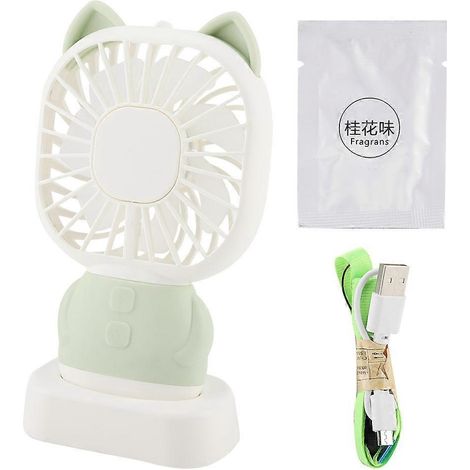 1 mini ventilateur de bureau portable USB avec veilleuse et fonction aromathérapie (vert)-AquaForge