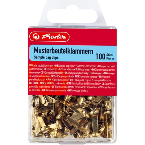 herlitz Musterbeutelklammer Metall messing 100 Stück Schreibwaren