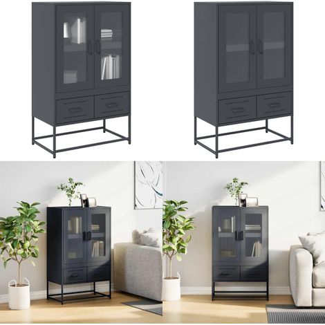 vidaXL Buffet haut anthracite 68x39x111,5 cm acier (1/5)