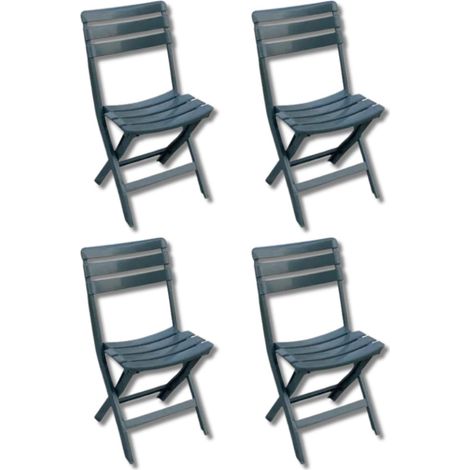 Sedia da giardino in plastica pieghevole, Pratik, Set da 4 pz sedie per esterno Tomaino, Verde (1/4)