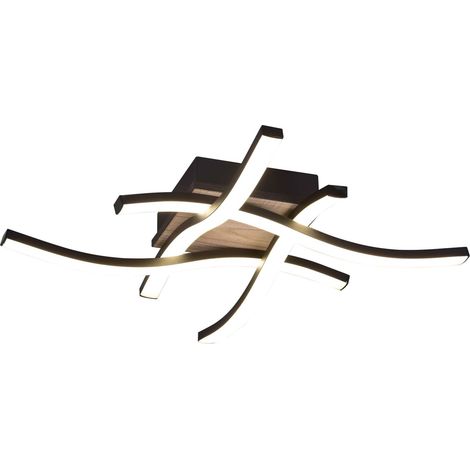 Plafoniera 4 luci LED, MDF, effetto legno, L46 cm, Route (1/5)