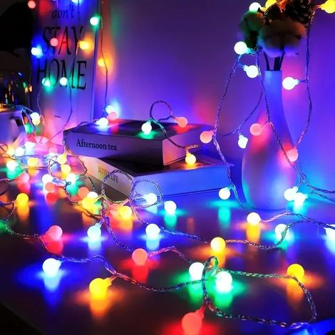 Guirlande lumineuse, 20ft 40 LED Guirlande Guinguette, 2 modes d'éclairage, Decoractive pour chambre à coucher, Terrasse, mariage, fête, anniversaire (Colored Globe) (1/5)