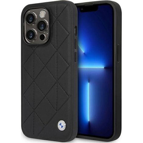 Étui matelassé en cuir BMW pour iPhone 14 Pro (noir) (1/5)