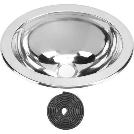 Cryfokt Bol Simple d'un Bol, évier Ovale en Acier Inoxydable Facile à Nettoyer 290x220x120 Mm pour la Salle de Bain Caravane RV Salle de Bain. (1/5)