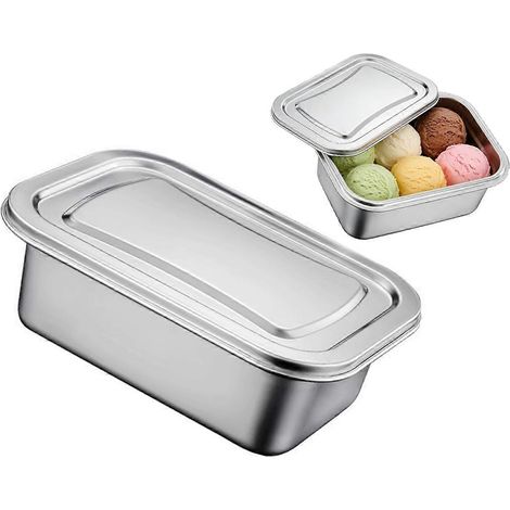 Boîte de conservation en métal étanche et grande capacité, compatible avec les desserts, empilable, idéale pour la congélation de crèmes glacées à domicile, multicolore. (1/5)