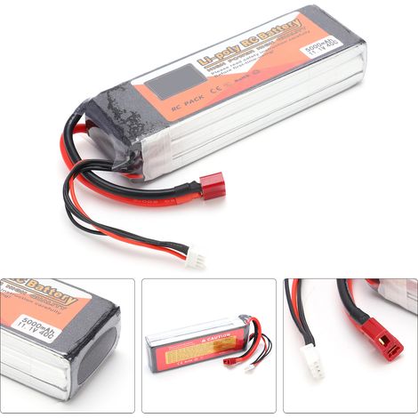 Batterie LiPo 11,1 V 5000 mAh 3S 40C avec connecteur T pour voitures, bateaux, hélicoptères et drones radiocommandés (1/5)
