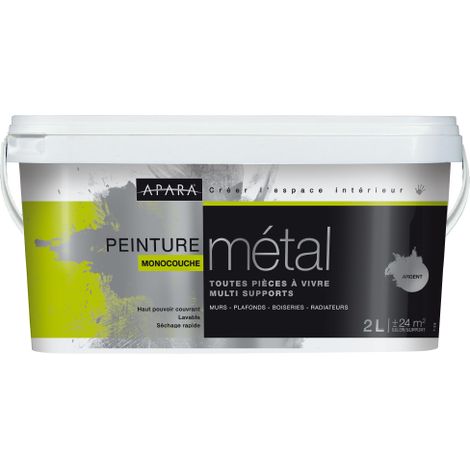 Peinture murale à effets métallisé argent 2L – Haut pouvoir couvrant – Pour murs et boiseries – Séchage rapide en 1 heure (1/3)