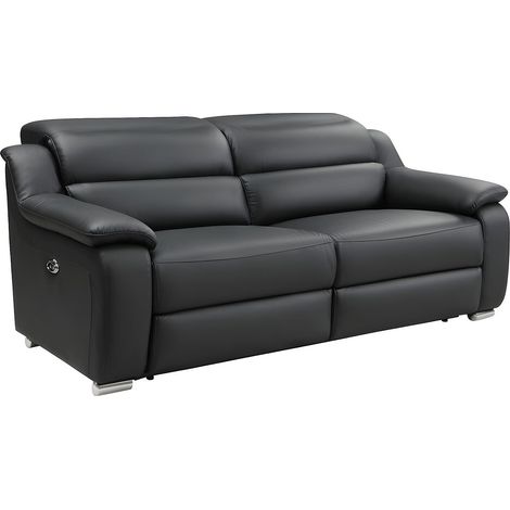 Divano relax 3 posti elettrico in pelle Nero - ARENA II